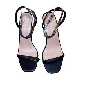 BCB Generation Black Kitten Heel With Gold Ankle Strap Size 9
